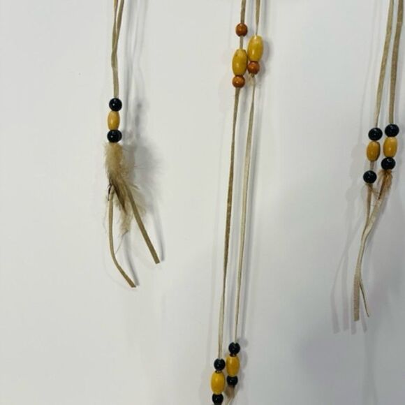 Suede Embroidered Howling Wolf Tribal Dream Catcher 29" Long From top to bottom - Picture 3 of 6